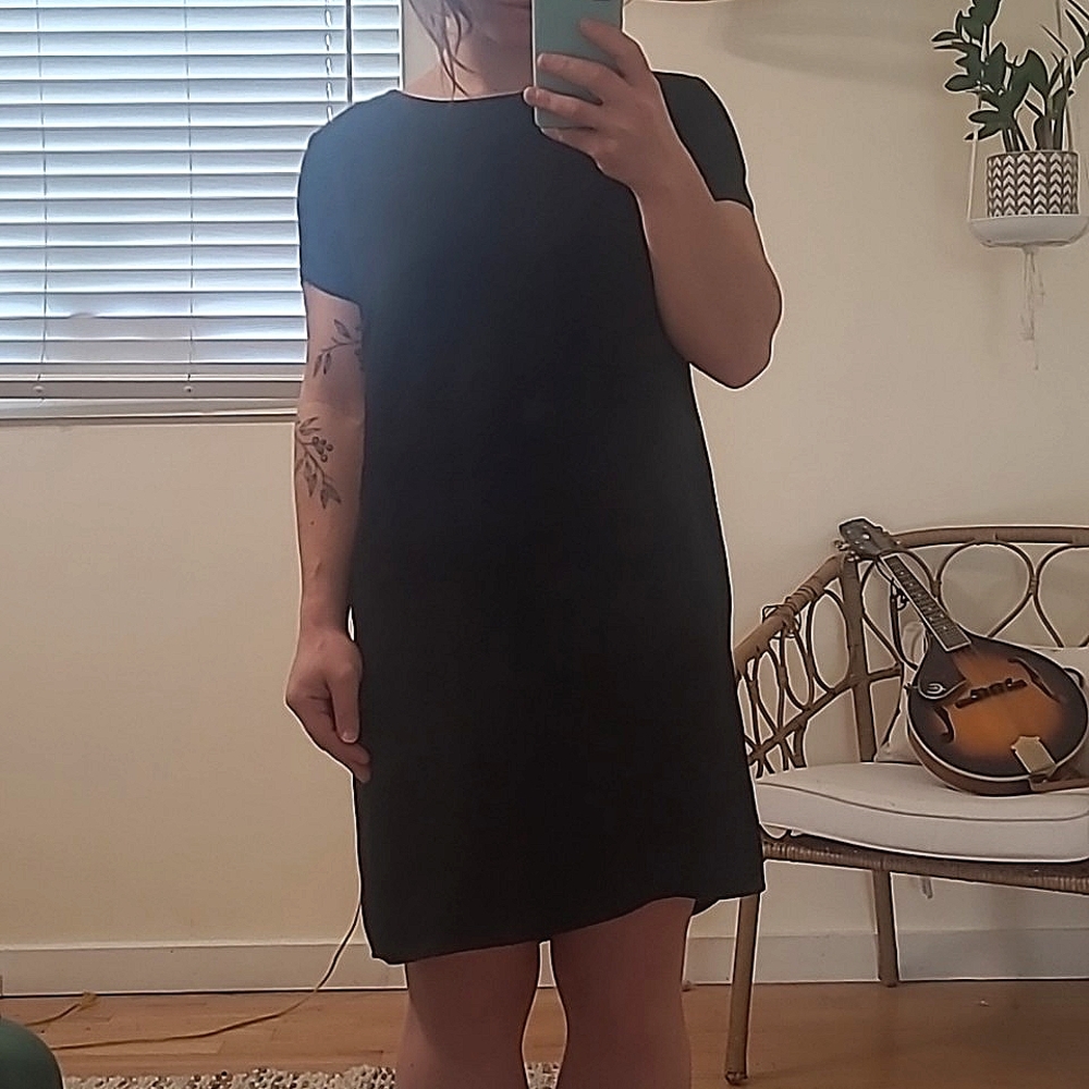 Cuyana silk black dress